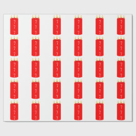 Red Candy Cane Candle White Wrapping Paper Cadeaupapier