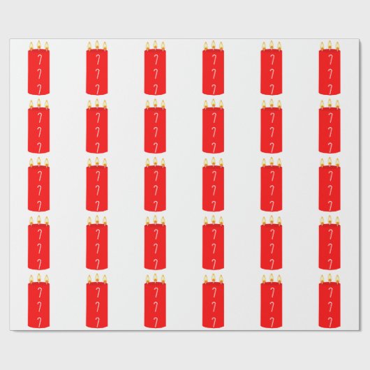 Red Candy Cane Candle White Wrapping Paper Cadeaupapier (Vlak)