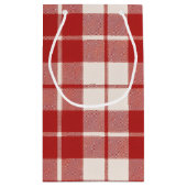 Red Candy Cane Christmas Plaid Klein Cadeauzakje (Achterkant)