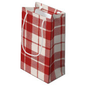 Red Candy Cane Christmas Plaid Klein Cadeauzakje (Achterkant Gekanteld)