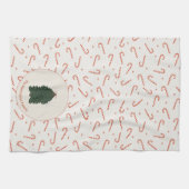 Red Candy Cane Christmas Tree Custom Family Name Theedoek (Horizontaal)