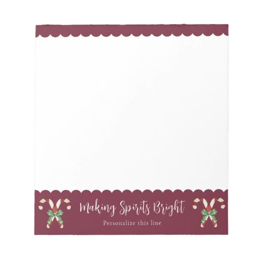 Red Candy Cane Festive Holiday Personalized Notitieblok (Voorkant)