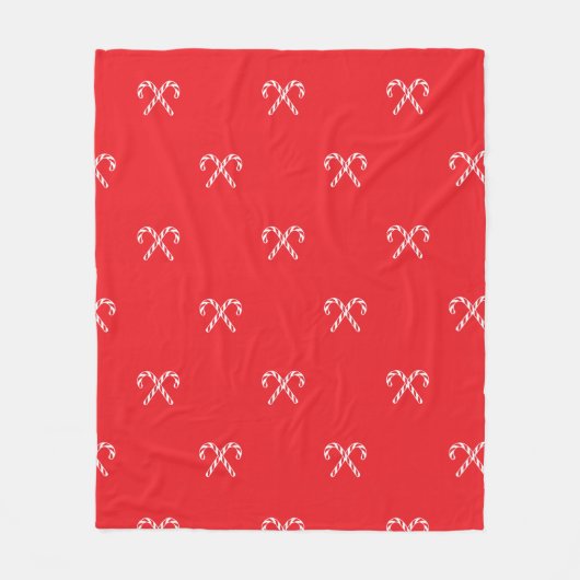 Red Candy Cane Fleece Christmas Blanket (Voorkant)