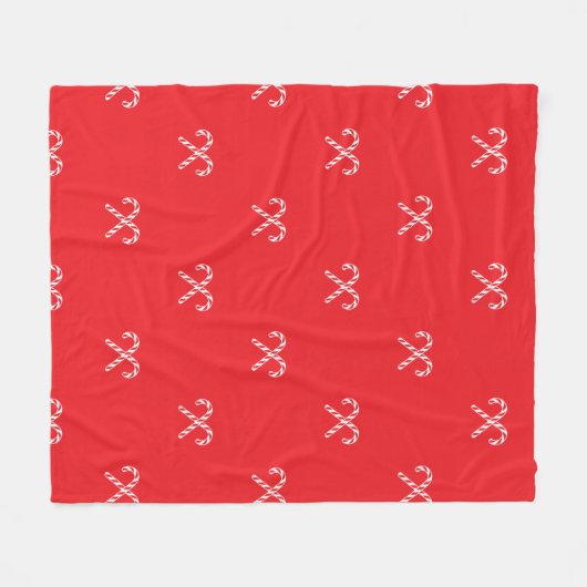 Red Candy Cane Fleece Christmas Blanket (Voorkant (Horizontaal))