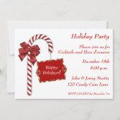 Red Candy Cane Invitation Kaart (Voorkant)