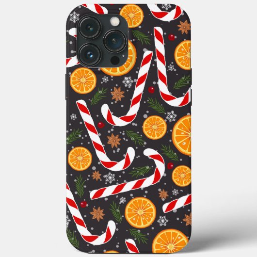 Red Candy Cane Kerstmis Sinaasappels iPhone Case M (Achterkant)