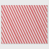 Red Candy Cane Peppermint-kerststreep Cadeaupapier (Vlak)