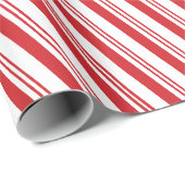 Red Candy Cane Peppermint-kerststreep Cadeaupapier (Rol Hoek)