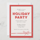 Red Candy Cane Ribbon Holiday Party Kaart (Voorkant)