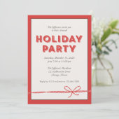 Red Candy Cane Ribbon Holiday Party Kaart (Staand voorkant)