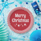 Red Candy Cane Stripe Cocktail Paper Plates Papieren Bordje (Feest)