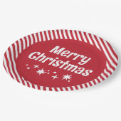Red Candy Cane Stripe Cocktail Paper Plates Papieren Bordje (Gekanteld)