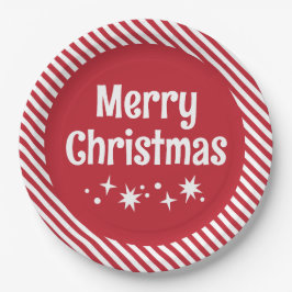 Red Candy Cane Stripe Cocktail Paper Plates Papieren Bordje