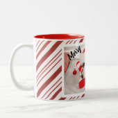 Red Candy Cane Stripe Puppy Hondenfoto Tweekleurige Koffiemok (Links)