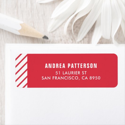Red Candy Cane Stripes Pattern Holiday Etiket (Insitu)