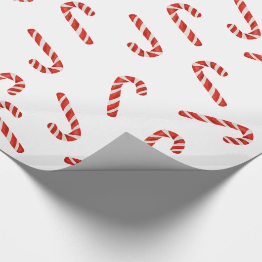 Red Candy Canes Waterverf Holiday Pattern Cadeaupapier (Hoek)