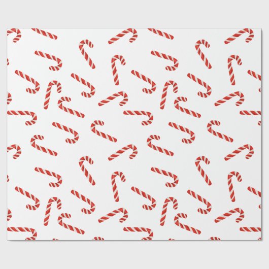 Red Candy Canes Waterverf Holiday Pattern Cadeaupapier (Vlak)