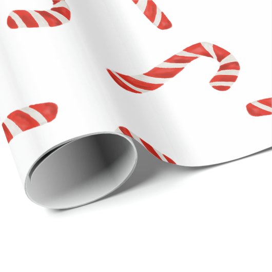 Red Candy Canes Waterverf Holiday Pattern Cadeaupapier (Rol Hoek)