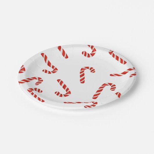 Red Candy Canes Waterverf Holiday Pattern Papieren Bordje (Gekanteld)