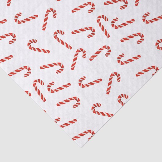 Red Candy Canes Waterverf Holiday Pattern Tissuepapier (Detail)