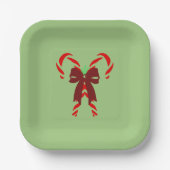 Red Candy Canes with Pine Needles & Bow Papieren Bordje (Voorkant)