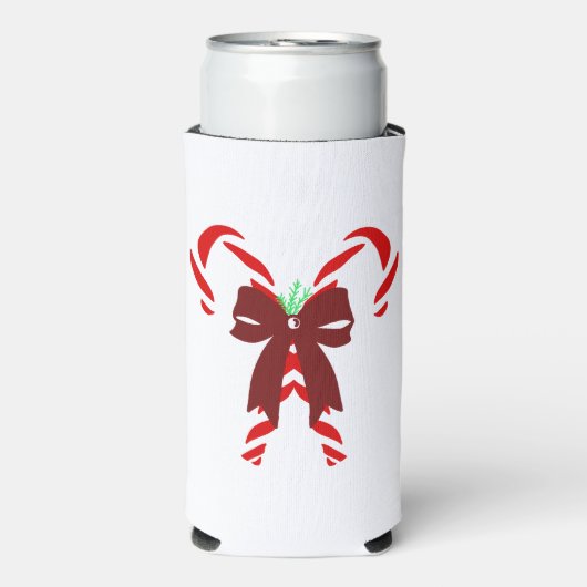 Red Candy Canes with Pine Needles & Bow Seltzer Blikjeskoeler (Seltzer Voorkant)