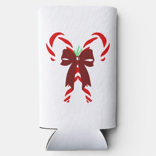 Red Candy Canes with Pine Needles & Bow Seltzer Blikjeskoeler (Achterkant)