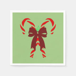 Red Candy Canes with Pine Needles & Bow Servet