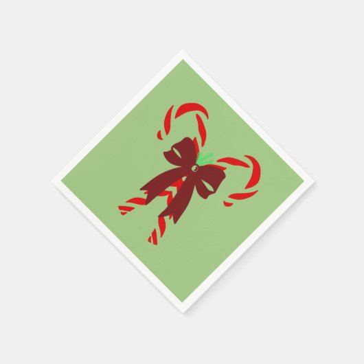 Red Candy Canes with Pine Needles & Bow Servet (Hoek)