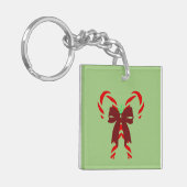 Red Candy Canes with Pine Needles & Bow Sleutelhanger (Voorkant Links)