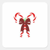 Red Candy Canes with Pine Needles & Bow Vierkante Sticker (Voorkant)