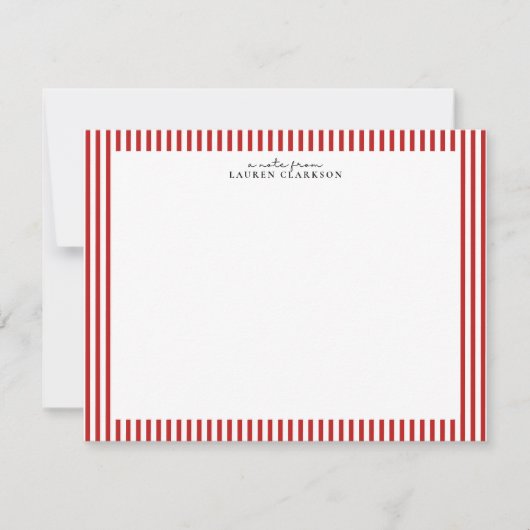 Red Candy Stripe Modern Note Card Kaart (Voorkant)