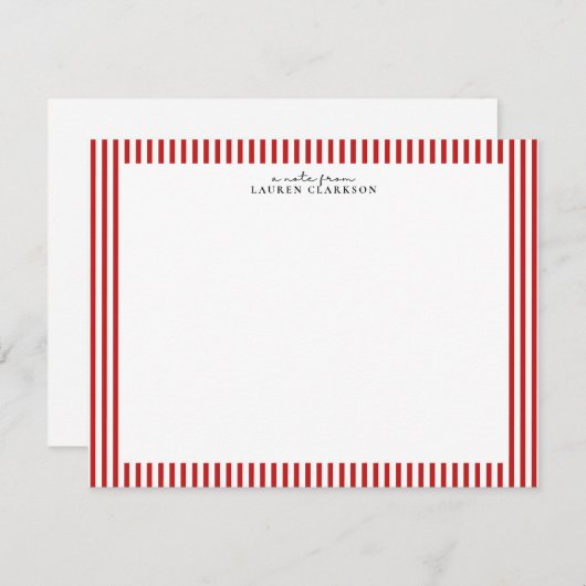 Red Candy Stripe Modern Note Card Kaart (Voorkant / Achterkant)