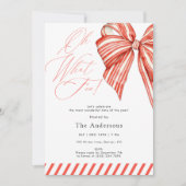 Red Candy Stripe Oh What Fun Christmas Party Kaart (Voorkant)