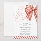 Red Candy Stripe Oh What Fun Christmas Party Kaart (Voorkant / Achterkant)