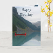 Red Canoe Peaceful Lake Birthday Wilderness Kaart (Gele Bloem)