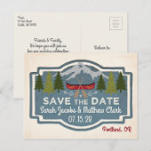 Red Canoe Save the Date Briefkaart (Voorkant / Achterkant)
