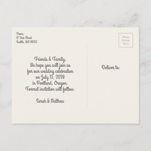 Red Canoe Save the Date Briefkaart (Achterkant)