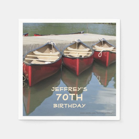 Red Canoes 70th Birthday Party Name Paper Servet (Voorkant)