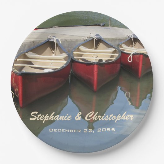 Red Canoes Wedding Name en Date Paper Bord (Voorkant)