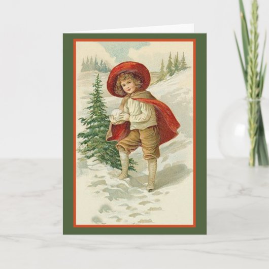 Red Cape en Snow-feestkaarten Feestdagen Kaart (Voorkant)
