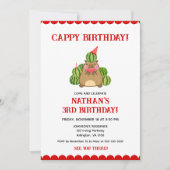 Red Capybara Watermelon Kinder Fun Cappy Verjaarda Kaart (Voorkant)