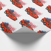 Red car american flag cartoon - Kies achterkleur Cadeaupapier (Hoek)