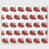 Red car american flag cartoon - Kies achterkleur Cadeaupapier (Vlak)