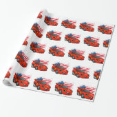 Red car american flag cartoon - Kies achterkleur Cadeaupapier (Uitgerold)