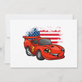 Red car american flag cartoon - Kies achterkleur Kaart (Achterkant)