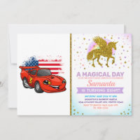 Red car american flag cartoon - Kies achterkleur