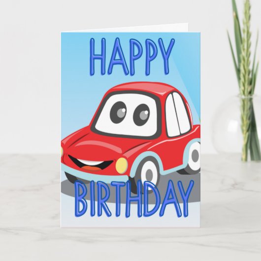 RED CAR BIRTHDAY KAART (Voorkant)