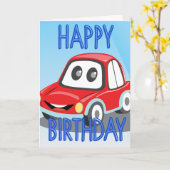 RED CAR BIRTHDAY KAART (Gele Bloem)