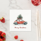Red Car Christmas Tree Gifts Vintage Holiday Servet (Insitu)